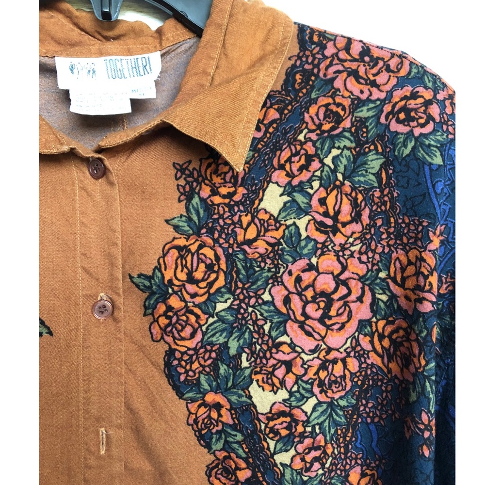 VINTAGE Floral Western Button Down Blouse